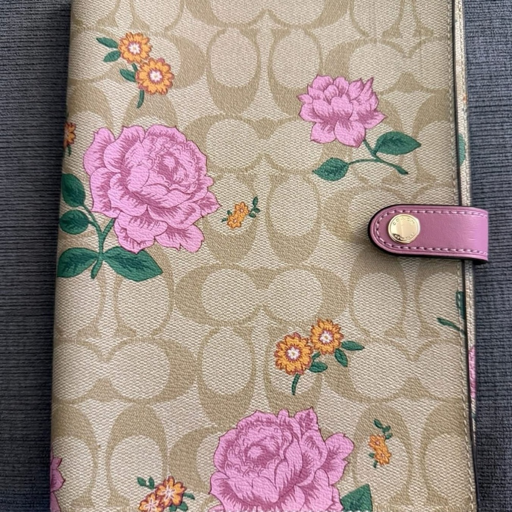 Coach Notebook Cover Signature Canvas with Prairie Rose Print